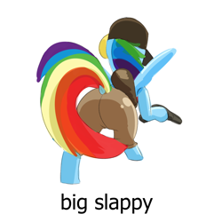 Size: 1024x1024 | Tagged: artist needed, safe, rainbow dash, pegasus, pony, g4, butt, crossover, female, implied tail hole, large butt, mare, plot, rainbow scout, rainbutt dash, scout (tf2), team fortress 2, weapon