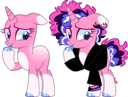 Size: 2846x2158 | Tagged: safe, artist:kurosawakuro, oc, pony, unicorn, clothes, coat markings, ear piercing, earring, female, high res, jacket, jewelry, lipstick, mare, piercing, simple background, socks (coat markings), solo, transparent background