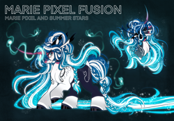 Size: 3560x2480 | Tagged: safe, artist:inspiredpixels, oc, oc:marie pixel, oc:summer stars, pony, unicorn, female, fusion, high res, mare, solo