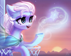 Size: 1280x1020 | Tagged: safe, artist:delta hronum, artist:radioaxi, earth pony, pony, collaboration, elsa, frozen (movie), ponified, solo