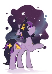 Size: 636x900 | Tagged: safe, artist:snow angel, oc, oc only, pegasus, pony, colored wings, female, looking up, mare, multicolored wings, simple background, solo, stars, white background, wings