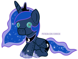 Size: 2192x1684 | Tagged: safe, artist:jennieoo, princess luna, alicorn, original species, plush pony, pony, g4, plushie, show accurate, simple background, solo, transparent background, vector