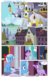 Size: 5762x8949 | Tagged: safe, artist:jeremy3, princess celestia, trixie, alicorn, pony, unicorn, comic:everfree, comic:everfree my friend, g4, canterlot, canterlot castle, comic, female, filly, filly trixie, foal, ribbon, younger