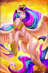 Size: 553x849 | Tagged: safe, artist:may-li128, princess celestia, alicorn, pony, g4, female, solo, spread wings, wings