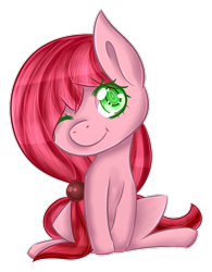 Size: 689x883 | Tagged: safe, artist:kittenburger3, oc, oc only, oc:tangerine, earth pony, pony, earth pony oc, female, one eye closed, simple background, sitting, solo, transparent background, wink