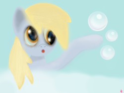 Size: 1600x1200 | Tagged: safe, artist:bel-art606, artist:electric-television, derpy hooves, pegasus, pony, g4, bubble, female, mare, solo