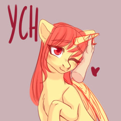 Size: 1500x1500 | Tagged: safe, artist:nika-rain, human, pony, any gender, any race, any species, auction, auction open, commission, cute, disembodied hand, floppy ears, hand, human on pony petting, petting, sketch, solo, ych sketch, your character here
