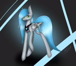 Size: 2618x2291 | Tagged: safe, artist:maneblue, oc, oc only, pegasus, pony, abstract background, female, high res, mare, pegasus oc, peytral, raised hoof, signature, solo, wings