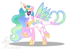 Size: 1700x1200 | Tagged: safe, artist:galeemlightseraphim, princess celestia, changedling, changeling, pony, g4, base used, changedlingified, changelingified, crossover, cybug, ethereal mane, four eyes, hoof shoes, peytral, raised hoof, simple background, solo, species swap, starry mane, transparent background, wreck-it ralph