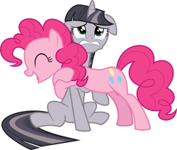 Size: 3950x3333 | Tagged: safe, anonymous artist, artist:mrcbleck, edit, pinkie pie, twilight sparkle, earth pony, pony, unicorn, g4, ^^, crying, crylight sparkle, discorded, discorded twilight, duo, duo female, eyes closed, female, floppy ears, gritted teeth, high res, hooves, horn, hug, mare, open mouth, open smile, pink mane, pink tail, simple background, sitting, smiling, tail, transparent background, twilight tragedy, unicorn twilight, vector