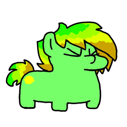 Size: 720x720 | Tagged: safe, artist:fluttershank, oc, oc only, oc:lemon sourpuss, earth pony, pony, ><, earth pony oc, eyes closed, food, full body, lemon, multicolored mane, multicolored tail, scrunchy face, simple background, solo, sour, squatpony, tail, transparent background