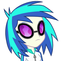 Size: 1147x1080 | Tagged: safe, edit, edited screencap, screencap, dj pon-3, vinyl scratch, equestria girls, g4, my little pony equestria girls, background removed, bust, female, frown, not a vector, simple background, solo, transparent background, two toned hair