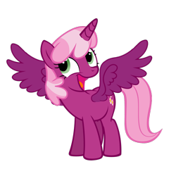 Size: 1500x1500 | Tagged: safe, artist:lil' pegasus, cheerilee, alicorn, pony, g4, alicornified, cheericorn, female, full body, green eyes, hooves, horn, looking up, mare, open mouth, open smile, race swap, simple background, smiling, solo, spread wings, standing, tail, transparent background, two toned mane, vector, wings