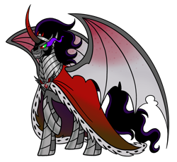Size: 1600x1472 | Tagged: safe, artist:melspyrose, king sombra, alicorn, pony, g4, alicorn amulet, alicornified, bat wings, demon wings, evil grin, grin, male, race swap, red eyes, simple background, smiling, solo, sombracorn, stallion, transparent background, wings