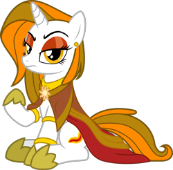 Size: 2035x2000 | Tagged: safe, artist:brisineo, oc, oc:aurora shinespark, pony, unicorn, cloak, clothes, ear piercing, earring, high res, jewelry, looking at you, makeup, piercing, raised hoof, scowl, simple background, solo, transparent background, vector