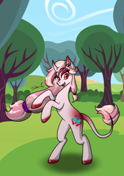 Size: 2481x3508 | Tagged: safe, artist:memprices, oc, oc:cherry delight, hybrid, original species, art trade, high res, horn, looking at you, original character do not steal, standing on two hooves
