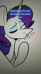 Size: 576x1024 | Tagged: safe, artist:crookedbeetles, rarity, pony, unicorn, g4, the last problem, animated, editorial cutie mark, eyeshadow, female, heart, kissing, makeup, mare, single, solo, sound, spin, spinning, tiktok, video, webm, wii, wii sports