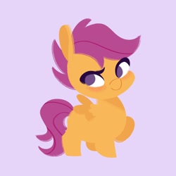 Size: 2048x2048 | Tagged: safe, artist:ethereanunicorn, scootaloo, pegasus, pony, g4, chibi, female, filly, foal, high res, lavender background, lineless, no pupils, simple background, solo