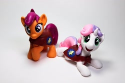 Size: 4096x2731 | Tagged: safe, artist:dustysculptures, scootaloo, sweetie belle, g4, craft, photo, sculpture