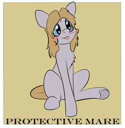 Size: 1632x1664 | Tagged: safe, artist:brainiac, part of a set, oc, oc:gray star, earth pony, pony, collar, female, mare, meme, no context, protective mare (set), solo