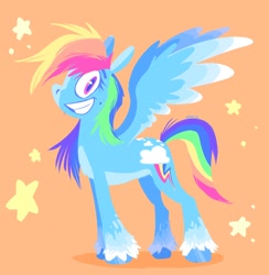 Size: 2376x2432 | Tagged: safe, artist:novapaints, rainbow dash, pegasus, pony, g4, grin, high res, looking at you, smiling, solo, spread wings, wings