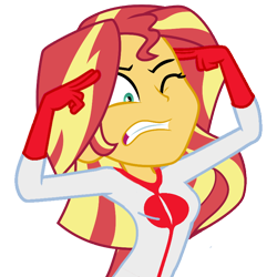 Size: 768x768 | Tagged: safe, artist:thatradhedgehog, sunset shimmer, equestria girls, g4, gritted teeth, invincible, meme, omni-man, one eye closed, simple background, think mark, transparent background, viltrumite