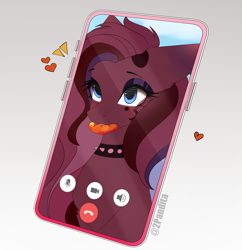 Size: 2032x2100 | Tagged: safe, alternate character, alternate version, artist:2pandita, oc, earth pony, pony, bust, cellphone, female, high res, mare, mouth hold, phone, portrait, smartphone, solo