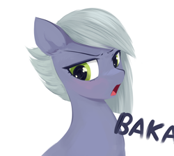 Size: 1238x1112 | Tagged: safe, artist:some_ponu, limestone pie, earth pony, pony, g4, baka, limetsun pie, simple background, solo, tsundere, white background