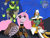 Size: 1600x1200 | Tagged: safe, artist:gray star, derpibooru exclusive, oc, oc only, oc:lumen, oc:minty shine (graystar), oc:silent spring, alicorn, kirin, nirik, pony, unicorn, fallout equestria, :3, blood, bruised, buff, cultist, fallout equestria: all things unequal, fallout equestria:all things unequal (pathfinder), female, inquisitor, muscles, smug, waving