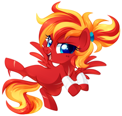 Size: 1024x980 | Tagged: safe, artist:xnightmelody, oc, oc only, oc:fire strike, pegasus, pony, commission, commissioner:3vilpyro, female, kicking, open mouth, pegasus oc, simple background, solo, spread wings, transparent background, wings