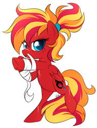 Size: 1024x1346 | Tagged: safe, artist:xnightmelody, oc, oc only, oc:fire strike, pegasus, pony, bipedal, commission, commissioner:3vilpyro, female, pegasus oc, solo
