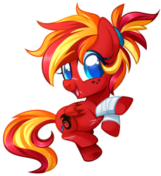 Size: 1024x1124 | Tagged: safe, artist:xnightmelody, oc, oc only, oc:fire strike, pegasus, pony, female, open mouth, pegasus oc, simple background, solo, transparent background