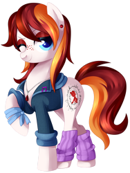 Size: 1024x1360 | Tagged: safe, artist:xnightmelody, oc, oc only, oc:ruby hop, earth pony, pony, clothes, earth pony oc, female, freckles, raised hoof, simple background, solo, transparent background