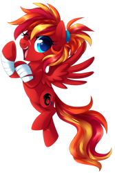 Size: 1024x1536 | Tagged: safe, artist:xnightmelody, oc, oc only, oc:fire strike, pegasus, pony, female, one eye closed, open mouth, pegasus oc, simple background, solo, transparent background, wink