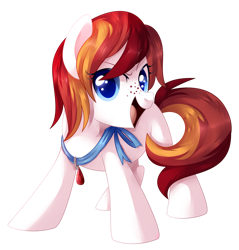 Size: 1024x1069 | Tagged: safe, artist:xnightmelody, oc, oc only, oc:ruby hop, earth pony, pony, commission, commissioner:banifi, earth pony oc, female, freckles, open mouth, simple background, solo, transparent background