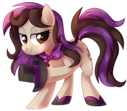 Size: 1024x891 | Tagged: safe, artist:xnightmelody, oc, oc only, oc:bowtie, earth pony, pony, bowing, bowtie, commission, commissioner:thebowtieone, earth pony oc, female, simple background, solo, transparent background