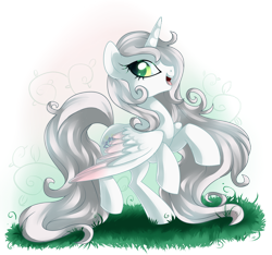 Size: 1024x958 | Tagged: safe, artist:xnightmelody, oc, oc only, alicorn, pony, alicorn oc, female, horn, open mouth, partial background, simple background, solo, transparent background, wings