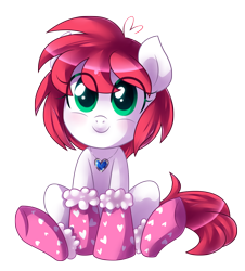 Size: 2000x2214 | Tagged: safe, artist:xnightmelody, oc, oc only, oc:ceri, earth pony, pony, blushing, clothes, earth pony oc, female, high res, jewelry, necklace, simple background, sitting, smiling, socks, transparent background