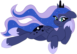 Size: 3884x2749 | Tagged: safe, artist:starsongdusk, princess luna, alicorn, pony, g4, female, high res, looking at you, lying down, mare, on side, prone, simple background, solo, transparent background