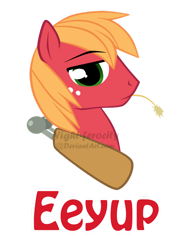 Size: 900x1200 | Tagged: safe, artist:xnightmelody, big macintosh, earth pony, pony, g4, bust, eeyup, head only, male, obtrusive watermark, profile, simple background, solo, straw in mouth, transparent background, watermark