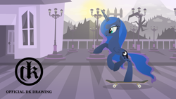 Size: 1920x1080 | Tagged: safe, artist:mcflurrylazermuffin, princess luna, alicorn, pony, g4, female, skateboard, solo