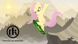 Size: 1920x1080 | Tagged: safe, artist:mcflurrylazermuffin, fluttershy, pegasus, pony, g4, female, skateboard, solo