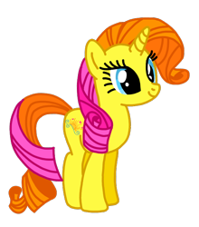 Size: 590x671 | Tagged: safe, artist:mattiedrawsponies, brights brightly, pony, unicorn, g3, g4, adorabrights, colored, cute, female, full body, g3 to g4, generation leap, hooves, horn, mare, simple background, smiling, solo, standing, tail, transparent background, two toned mane, two toned tail, vector