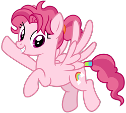 Size: 3000x2700 | Tagged: safe, artist:cheezedoodle96, bifröst, pegasus, pony, g4, .svg available, female, flying, friendship student, full body, grin, high res, hooves, looking at you, mare, raised hoof, show accurate, simple background, smiling, smiling at you, solo, spread wings, svg, tail, transparent background, vector, waving, wings