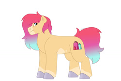 Size: 1280x854 | Tagged: safe, artist:itstechtock, oc, oc:snow cone, pony, female, filly, foal, parent:dusty swift, parent:strawberry ice, simple background, solo, white background