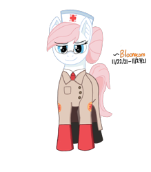 Size: 1400x1600 | Tagged: safe, artist:bloonacorn, nurse redheart, earth pony, pony, g4, /mlp/ tf2 general, medic, medic (tf2), simple background, solo, team fortress 2, transparent background