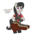 Size: 1681x1751 | Tagged: safe, artist:bloonacorn, octavia melody, earth pony, pony, g4, /mlp/ tf2 general, bipedal, bowtie, clothes, ear fluff, heavy weapons guy, hoof hold, minigun, simple background, solo, team fortress 2, transparent background, weapon