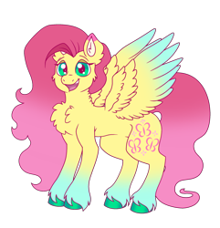 Size: 1280x1328 | Tagged: safe, artist:neon-night, fluttershy, pegasus, pony, g4, alternate design, cheek fluff, chest fluff, female, fluffy, gradient hooves, mare, simple background, solo, transparent background, unshorn fetlocks