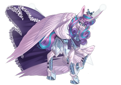Size: 2145x1500 | Tagged: safe, artist:artistgenepal, princess flurry heart, alicorn, pony, g4, armor, cape, clothes, crystal pony armor, female, large wings, mare, older, older flurry heart, simple background, solo, transparent background, warrior flurry heart, wings