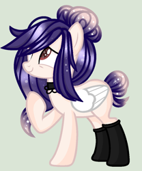 Size: 864x1040 | Tagged: safe, artist:yulianapie26, oc, oc only, pegasus, pony, base used, choker, clothes, ethereal mane, female, looking up, mare, pegasus oc, simple background, socks, solo, starry mane